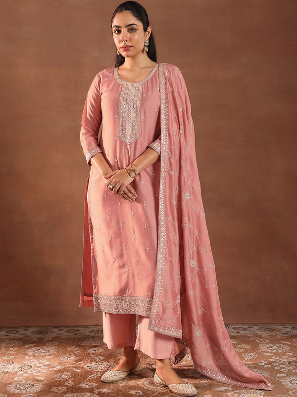 Ethnic Motifs Embroidered Sequinned Kurta With Trousers & Dupatta